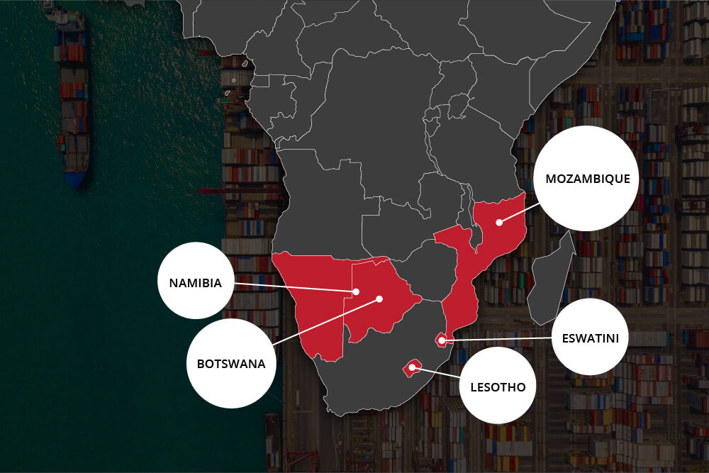 map of trade links in southern African countries