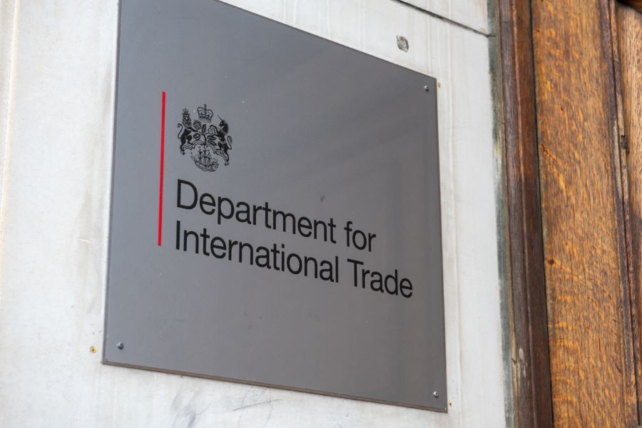 Sign outside the Department for International Trade in London